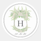 Waterverf Groene en Witte Hydrangea Crest Ronde Sticker (Voorkant)