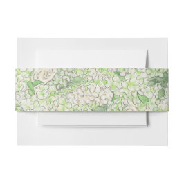 Waterverf Groene en Witte Hydrangea Crest Uitnodigingen Wikkel