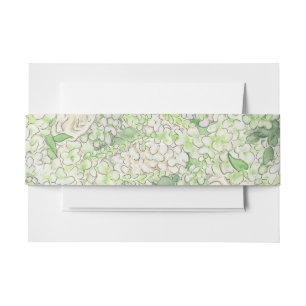 Waterverf Groene en Witte Hydrangea Crest Uitnodigingen Wikkel