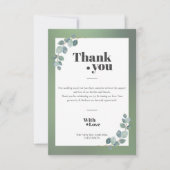 Waterverf groene eucalyptus bedankkaart (Voorkant)