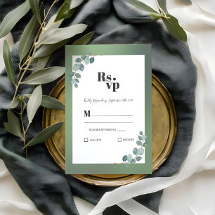 Waterverf groene eucalyptus RSVP kaartje