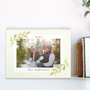 Waterverf Groene Familie Foto Agenda Kalender