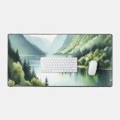 Waterverf groene fjorden bureaumat (Keyboard & Muis)