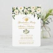Waterverf Groene Floral Graduation Party nodigt BG Kaart (Staand voorkant)