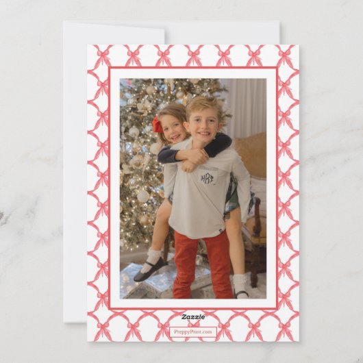 Waterverf Groene Garland & Rode Vlinder Kerstmis F Feestdagenkaart (Achterkant)