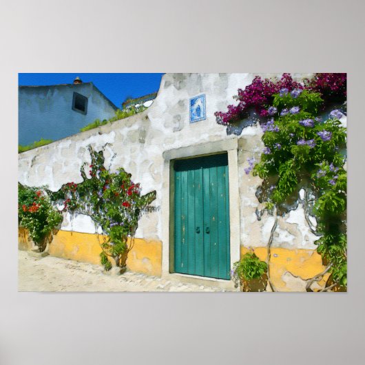 Waterverf groene houten deur poster (Voorkant)