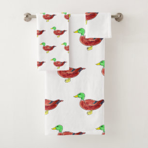 Waterverf Groene Kop Mannetjes Wilde Eend Bad Handdoek