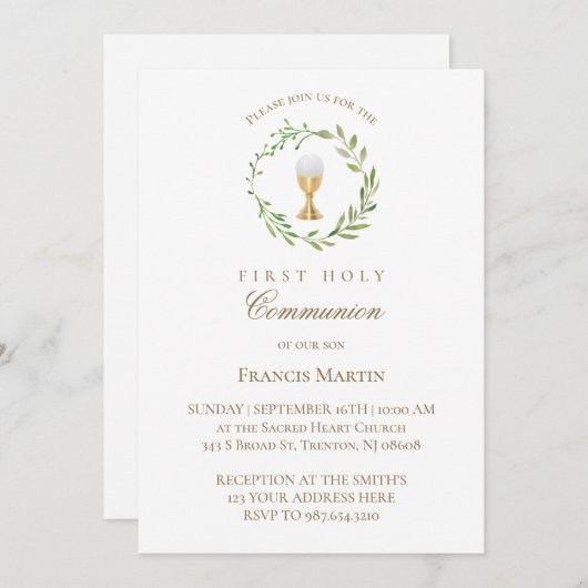 waterverf groene krans eerste communie kaart (Voorkant / Achterkant)