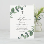 Waterverf Groene lef Baptisme Cross Kaart (Staand voorkant)