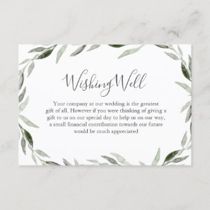 Waterverf Groene lef Wreath Wedding Goed Informatiekaartje