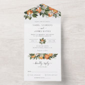 Waterverf Groene Natuur Sinaasappelbloesem Moderne All In One Uitnodiging (Binnen)