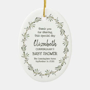 Waterverf Groene olievloed Baby shower Keepomwille Keramisch Ornament