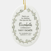 Waterverf Groene olievloed Baby shower Keepomwille Keramisch Ornament (Achterkant)