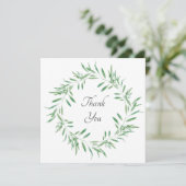 Waterverf Groene Olijf Wreath Bedankkaart (Staand voorkant)