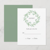Waterverf Groene Olijf Wreath RSVP Kaartje (Voorkant / Achterkant)