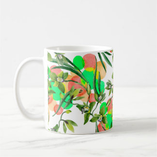 Waterverf groene orchidee bloemen. Floral botanisc Koffiemok