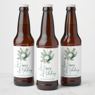 Waterverf Groene Ornament Trendy Holiday Party Bier Etiket