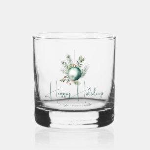 Waterverf Groene Ornament Trendy Holiday Party Whisky Glas