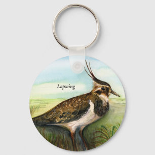 Waterverf groene Paarse vogelvlucht Sleutelhanger