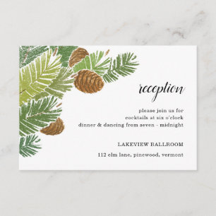 Waterverf Groene Pine Branch Cones Informatiekaartje