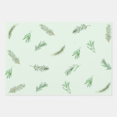 Waterverf Groene Rosemary Branches Herbal Inpakpapier Vel (Voorkant 3)