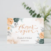 Waterverf Groene Rozen Hartelijk dank Bedankkaart (Staand voorkant)