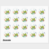 Waterverf groene schildpad onder Zee Birthday Ronde Sticker (Vel)