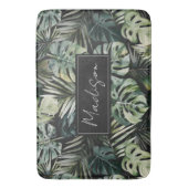 Waterverf groene tropische bosbladeren badmat (Voorkant Verticaal)