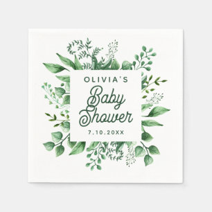 Waterverf groene tuin botanisch baby shower servet