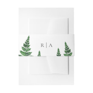 Waterverf groene varen. Woodland bruiloft Uitnodigingen Wikkel