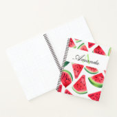 Waterverf Groene Watermeloen Slices Script Monogra Notitieboek (Binnen)