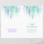 Waterverf groene wijnstok bloemenbruiloft programm (Voorkant)