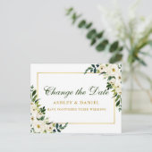 Waterverf Groene-witte Floral-Gold-verandering Dat Briefkaart (Staand voorkant)