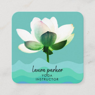 Waterverf groene Yoga Instructor Lotus Flower Vierkante Visitekaartje