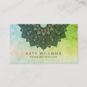 Waterverf groene Yoga Instructor Lotus Flower Visitekaartje