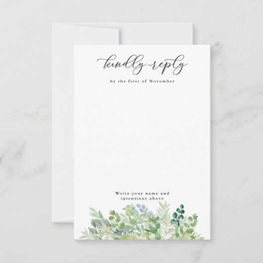 Waterverf Groenen en Foliage Verticaal leeg RSVP Kaartje (Voorkant)