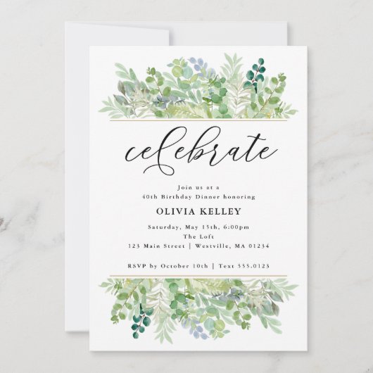 Waterverf Groente en Loofrand Feestelijk Kaart (Voorkant)