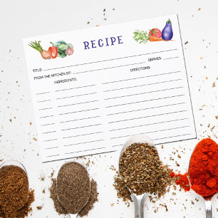 Waterverf groenten, culinaire recept Kaart