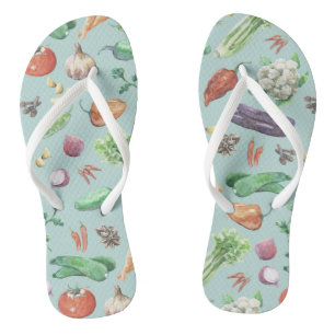 Waterverf Groenten & Specerijen Patroon Teenslippers