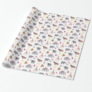 Waterverf Grote 5 Zuid-Afrikaanse dieren Kerstmis Cadeaupapier