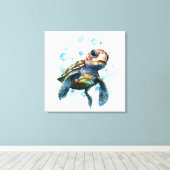 Waterverf grote Baby Zee Canvas Afdruk (Insitu (Houten vloer))