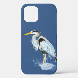 Waterverf Grote Blauwe Heron Vogeldier Natuur iPhone 12 Hoesje