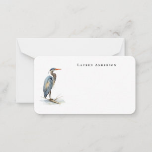 Waterverf Grote Blauwe Reiger vogel Klein Notitiekaartje