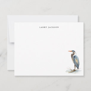 Waterverf Grote Blauwe Reiger Vogel Persoonlijke P Notitiekaartje