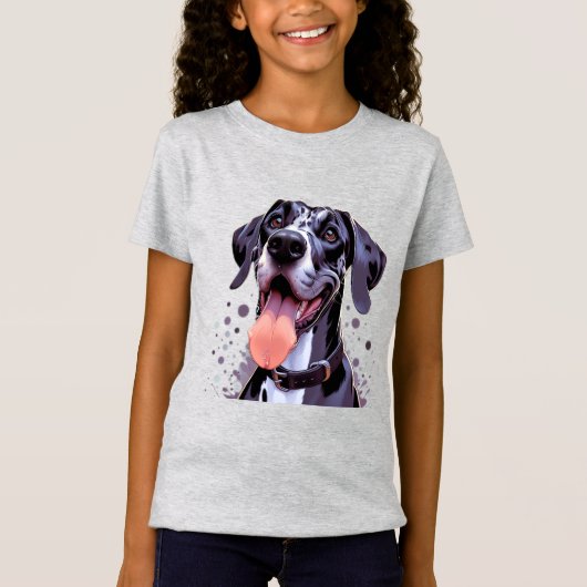 Waterverf Grote Deen Leuk Hond Huisdier T-shirt (Voorkant)