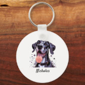 Waterverf Grote Deen Leuk Hond Pet Aangepaste Naam Sleutelhanger (Achterkant)