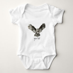 Waterverf Grote Grijze Owl, Natuur Bird Romper