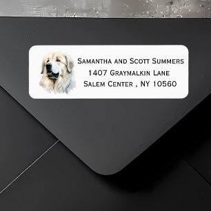 Waterverf Grote Pyreneeën Dog Etiket