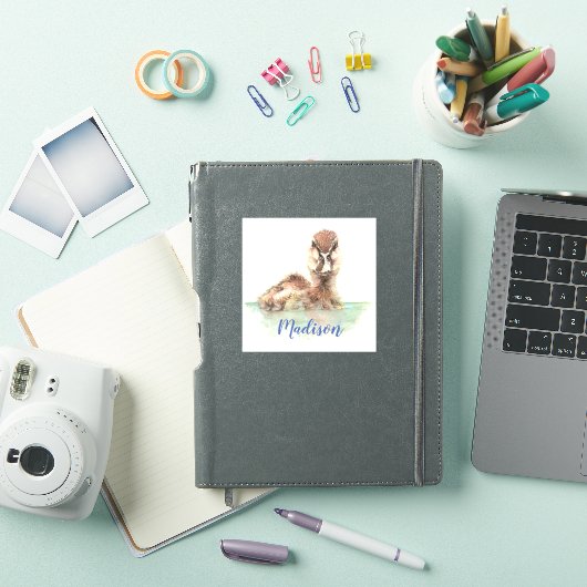Waterverf Grumpy Wet Duck Bird Natuur Aangepaste n Sticker (iPad Cover)