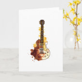 Waterverf Guitar Illustration Gift Kaart (Gele Bloem)